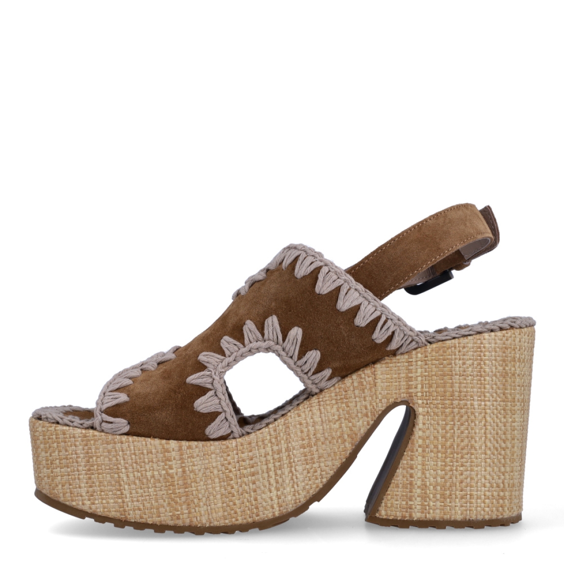 Sandalias Mou. modelo 12A. Estas elegantes sandalias bio estan elaboradas de ante color marron. Cierre con hebilla. Este modelo cuenta con un tacon de 9cm de altura. Estas sandalias Mou 12A son ideales para esta temporada!