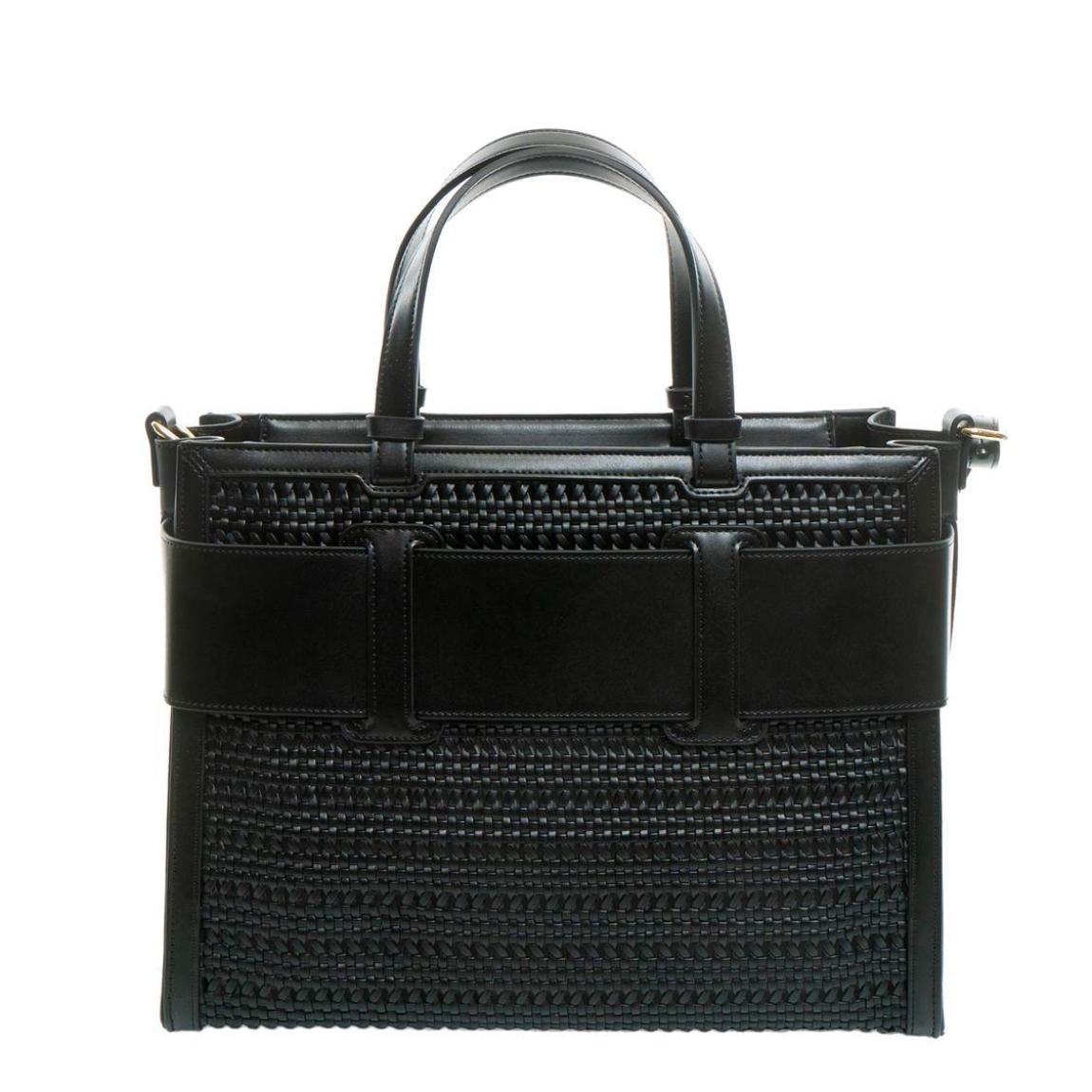 Bolso trenzado de la marca Armani Exchage, modelo TILSA. Exterior en rafia color negro, con logo en parte frontal. Cierre con cremallera, y doble asa, fija y regulable para máxima comodidad. Bolso con amplio espacio interno. Medidas: alto 24cm y ancho 32cm. Este bolso Armani Exchange TILSA es un complemento ideal para esta temporada!