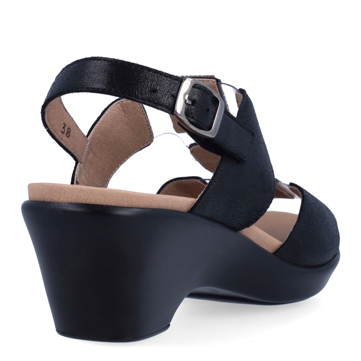 Sandalias de la marca PieSanto, modelo NIKITA. Exterior de las sandalias en piel color negro con detalle de brillantes en la pala. Interior de las sandalias en piel color marrón, con plantilla acolchada y extraíble para máxima comodidad. Cierre de las sandalias PieSanto con hebilla en el tobillo y cuña de 4cm de altura. Estas sandalias PieSanto NIKITA son un complemento ligero y perfecto para esta temporada. No te puede faltar en el armario.