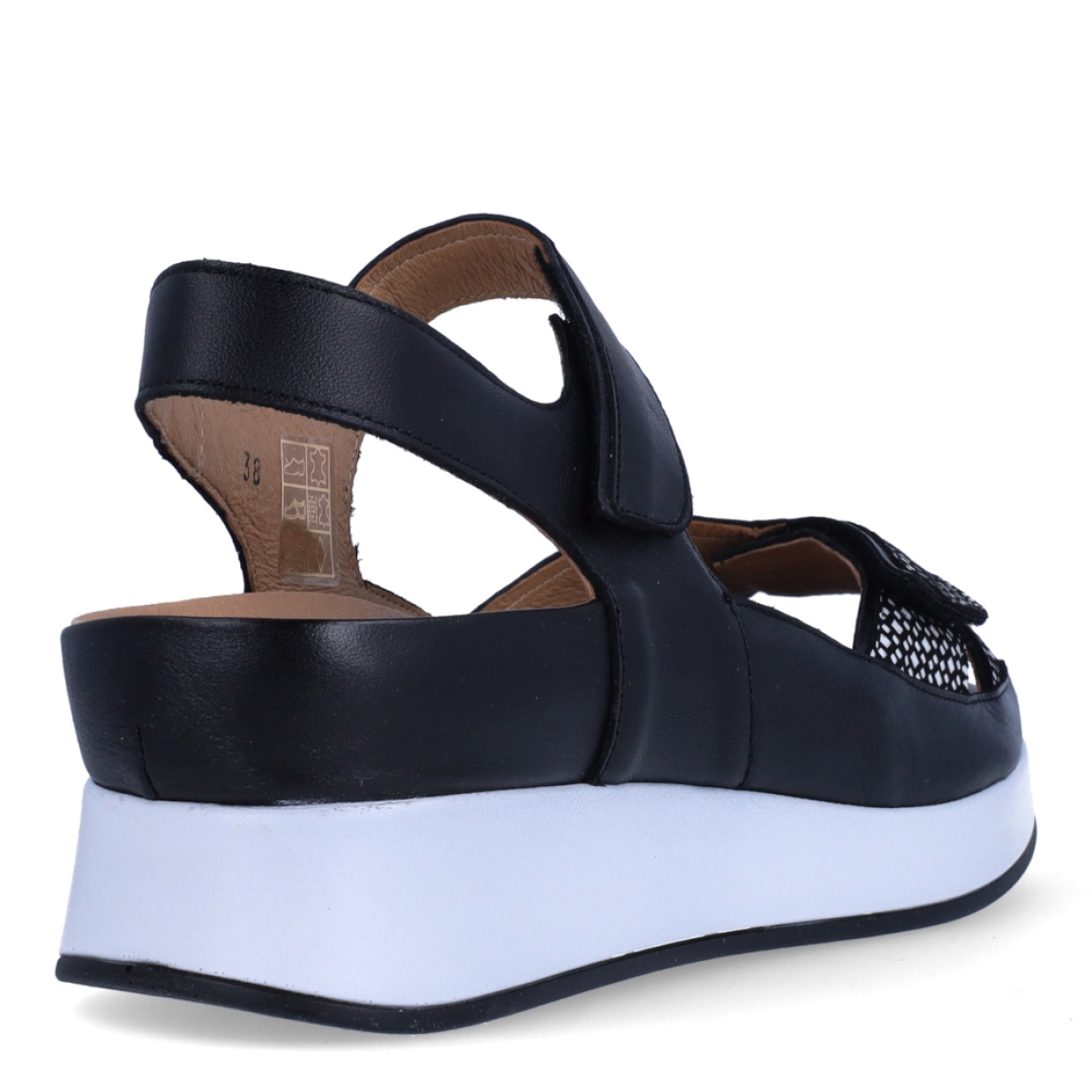 Sandalias de la marca PieSanto, modelo MELI. Exterior de las sandalias en ante color negro con tiras en pala cruzadas. Interior de las sandalias en piel color beig, con plantilla acolchada y extraíble para máxima comodidad. Cierre de las sandalias PieSanto con doble velcro y cuña de 5cm de altura. Estas sandalias PieSanto MELI son un complemento ligero y perfecto para esta temporada. No te puede faltar en el armario.