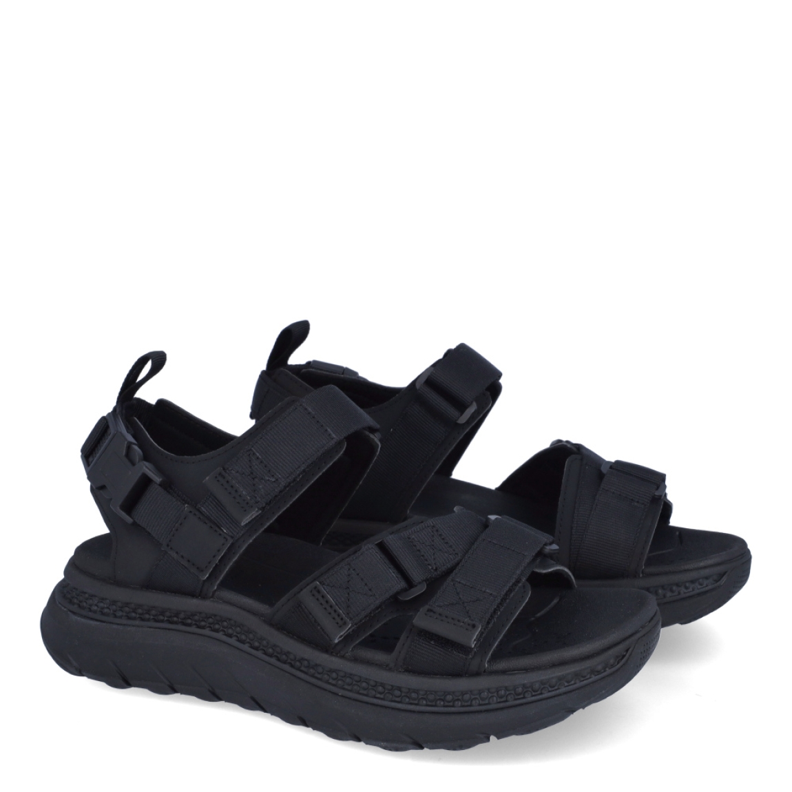 Sandalia de hombre de la marca Geox, ,modelo terreno. Sandalias en naylon color negro idelaes en confort, transpirabilidad y un excelente agarre. Cierre con velcro y con detalles en contraste para un aspecto urbano y atractivo. Suela con cuña de 5cm de altura. Estas sandalias Geox TERRENO le darán un toque contemporáneo a los conjuntos del tiempo libre.