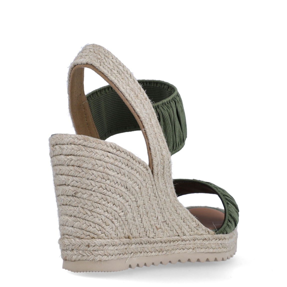 Alpargatas de la marca Casteller, modelo BLUMA. Exterior de las alpargatas en textil con efecto corrugado color verde. Interior de las alpargatas en piel color camel. Alpargatas con cuña de 8cm de altura. Estas alpargatas Casteller BLUMA son una tendencia de temporada. Gracias a su diseño, podrás estilizar tus looks con la máxima comodidad posible.