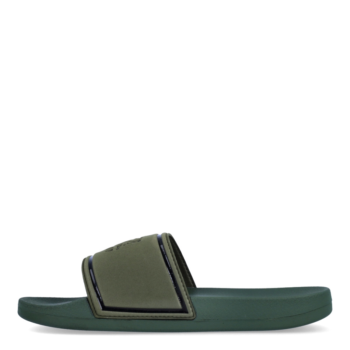 Chaclas clásicas de la marca Camper, modelo C60. Exterior en neopreno color verde con detalle de estampado de logo en noche sobre pala. Suela de goma plana. Estas chanclas Camper C60 son un complemento ideal para disfrutar de la comodidad al caminar.