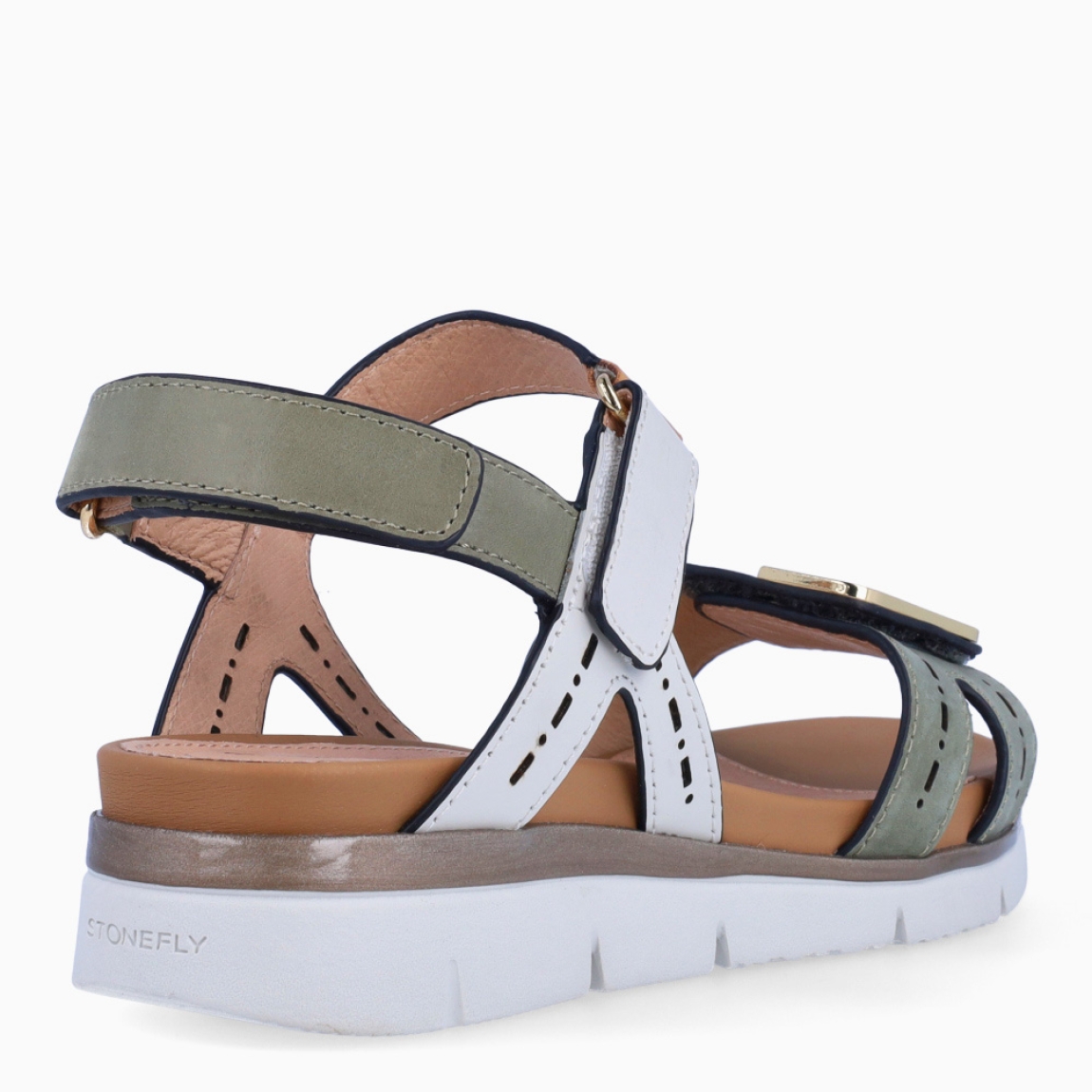 Sandalias de la marca Stonefly, modelo DALIA. Sandalias elaboradas en piel color camel con detalles multicolor. Cierre de la sandalias con doble velcro, en pala y talón. Sandalias Stonefly con cuña de 3cm de altura. Estas sandalias Stonefly DALIA son el complemento que necesitas para crear outfits del día a día con la máxima comodidad.
