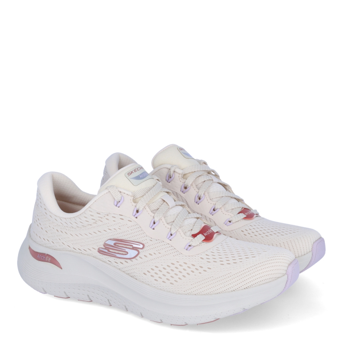 Deportivas de la marca Skechers, modelo ARCHFIT. Exterior naylon color blanco con efecto de rejilla y logo en parte lateral. Interior en textil color blanco con plantilla acolchada y extraíble para máxima comodidad. Cordones de color blanco y una cuña de 2cm de altura. Estas deportivas Skechers ARCHFIT son unas clásicas, ideales para tu día a día.