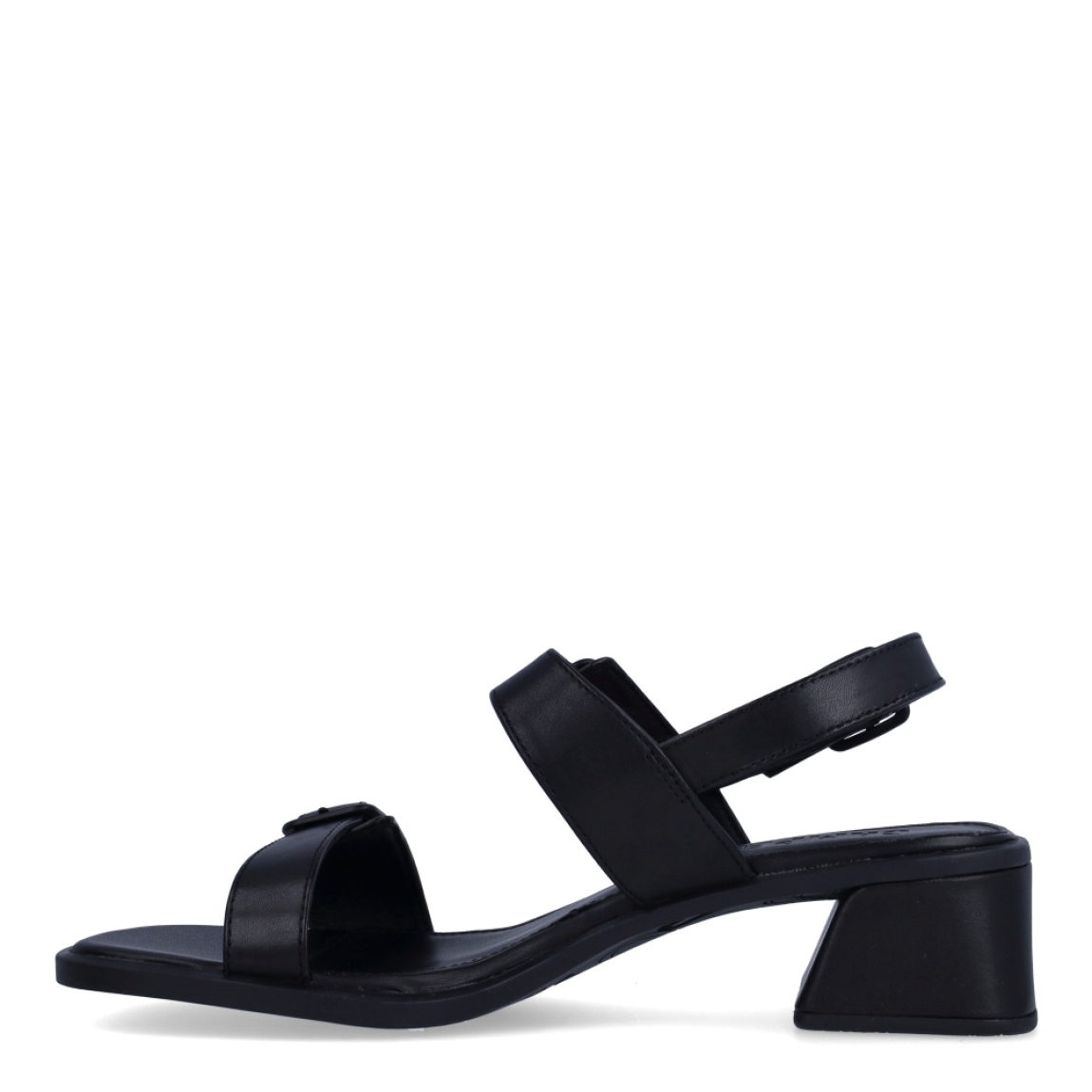 Sandalias de la marca Camper, modelo ZULE. Exterior en piel color negro y doble hebilla en pala. Interior en piel color negro. Cierre con hebillas, en pala y tobillo. Sandalias Camper con tacón de 4cm de altura. Estas sandalias Camper ZULE son unas clásicas, ideales para diferentes looks!