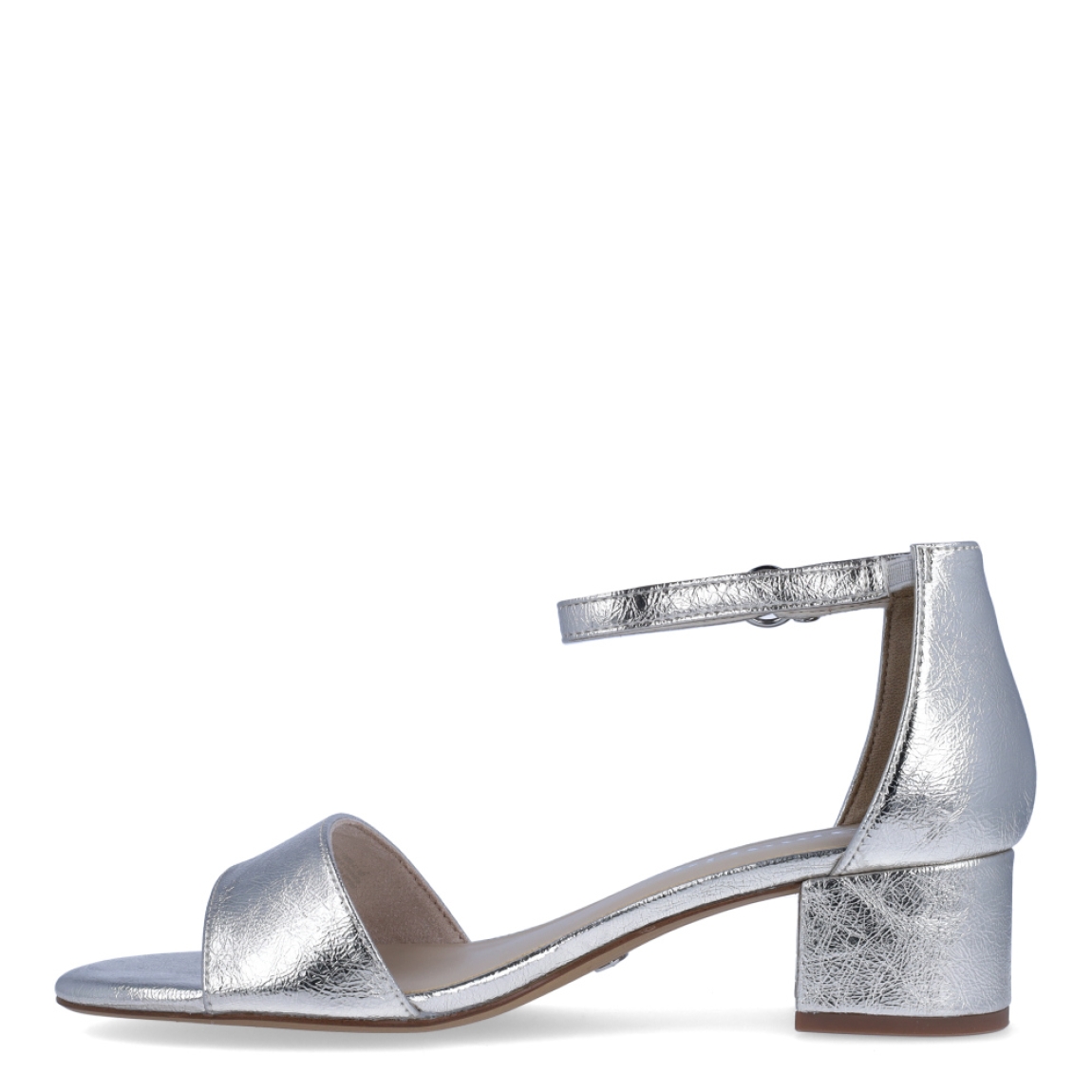 Sandalias de la marca Tamaris, modelo SANTE. Exterior de las sandalias en piel color plata. Interior de las sandalias en piel color beig. Cierre de las sandalias Tamaris con hebilla en el tobillo. Sandalias con tacón de 4cm de altura. Estas sandalias Tamaris SANTE son unas clásicas para lucirlas en tus eventos más importantes con la máxima comodidas posible.