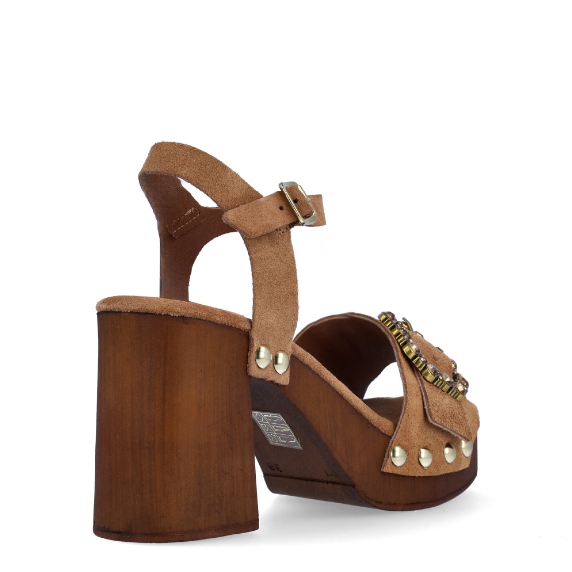 Sandalias de la marca Itse, modelo LARISA. Exterior de las sandalias en ante color cuero con detalle de hebilla brillante en la pala. Interior de las sandalias en ante color camel. Cierre de las sandalias con hebilla pulsera y tacón de 9cm de altura. Estas sandalias Itse LARISA tienen el diseño y comodidad que necesitas para resaltar tus looks de temporada. No te puede faltar en el armario.