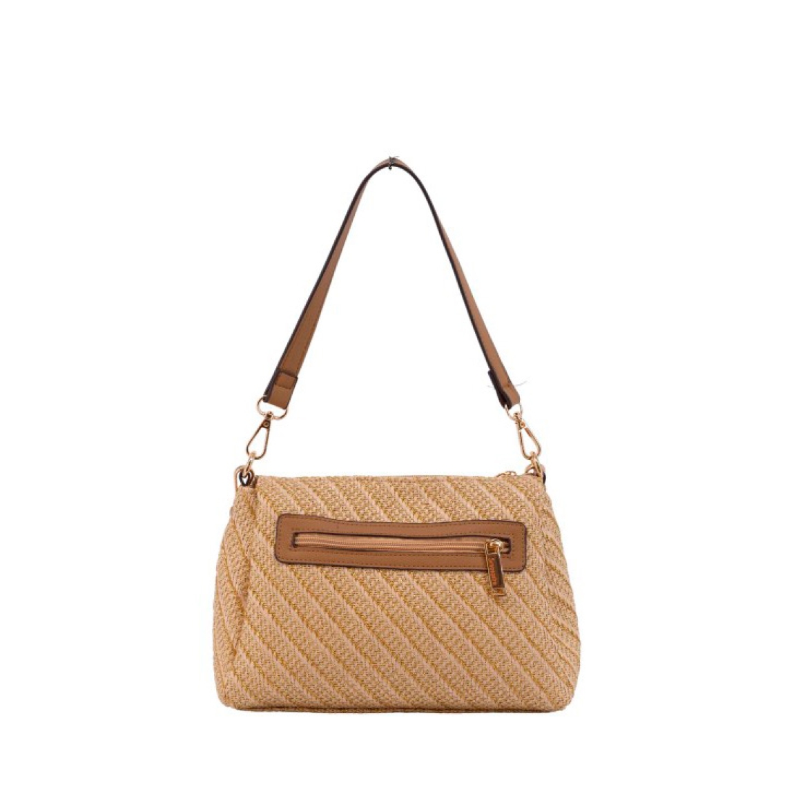 Bolso pequeño de la marca Simosastre, modelo DENISSE. Bolso fabricado en tejido de rafia colro oro, con cierre cremallera y bolsillos interiores, asa estilo hobo en poli piel al tono con mosquetones y bandolera regulable de naylon al tono con mosquetones, logo metalizado. Medidas: alto 17cm y ancho 25cm. Este bolso Simosastre DENISSE es ideal para lucirlo esta temporada!
