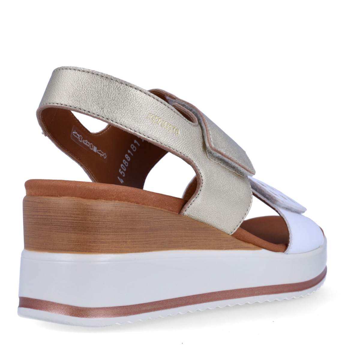 Sandalias de la marca Mephisto, modelo SWENA. Exterior en piel color blanco con detalle en dorado. Interior en piel color camel. Cierre con doble velcro en pala. Sandalias Mephisto con cuña de 6cm de alturas. Estas sandalias Mephisto SWENA son ideales para esta temporada, te darán la comodidad y estilo en tu día a día!