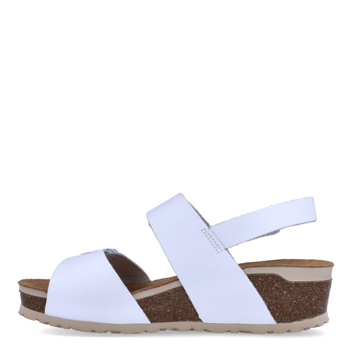 Sandalias de la marca Inter Bios, modelo LINA. Sandalias elaboradas en piel color blanco. Cierre de las sandalias con doble hebilla en pala y velcro en el talón. Sandalias con cuña de 4cm de altura. Estas sandalias Inter Bios es un esencial para tus looks de temporada, si deseas disfrurae de una comodidad máxima en tu día a día.