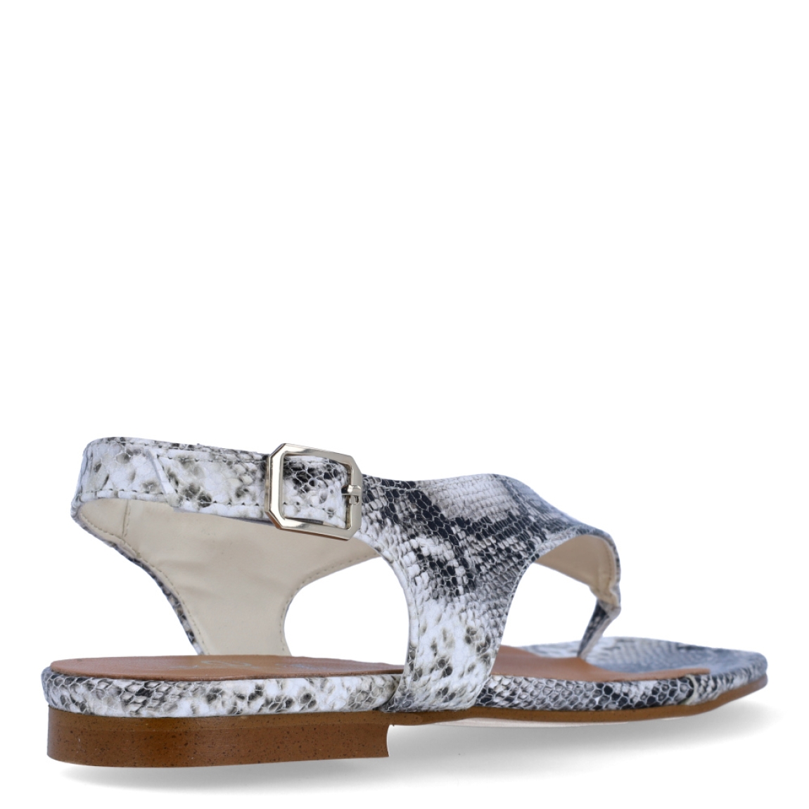Esclava de la marca Itse, modelo SERP. Exterior elaborada en piel con estampado animal print de serpiente y puntera cuadrada. Interior en piel color camel con logotipo marca. Cierre de sandalias Itse con hebilla en tobillo. Sandalias con suela plana y de goma. Estas sandalias Itse SERP son un complemento con estilo y comodidad, ideal para usarlo en tu día a día esta temporada!