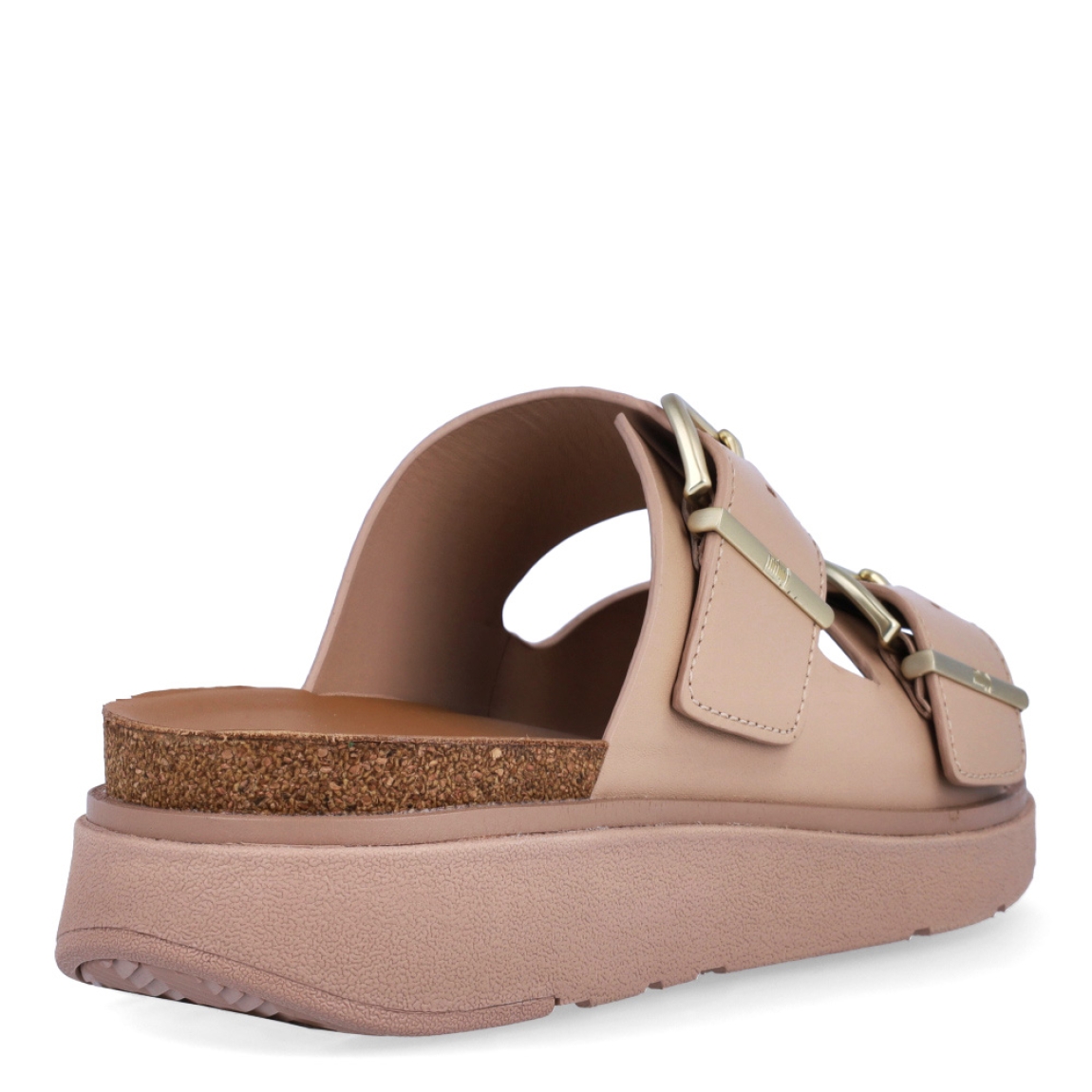 Sandalias de la marca Fitflop, modelo GEN-FF. Exterior elaborado en piel color nude. Interior en piel color camel. Cierre de sandalias fitflop con doble hebilla en la pala de color dorado. Sueala como cuña de 4cm de atura. Estas sandalias Fitflop GEN-FF son ideales para esta temporada!
