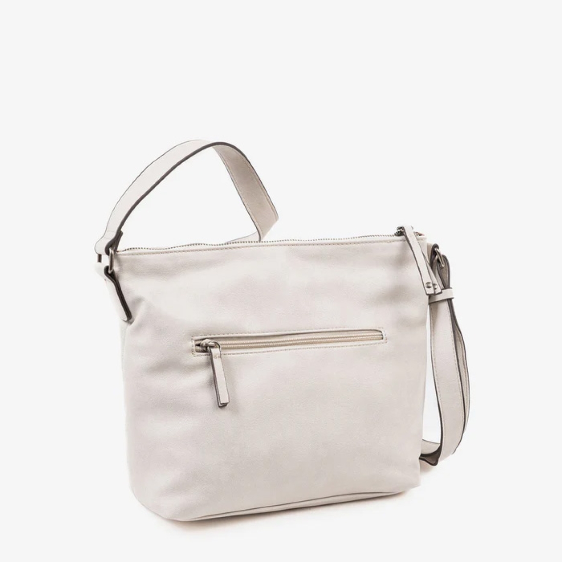 Bolso de la marca Matias Salva, modelo ALMERIA. Elaborado en piel color beig con un detalle en troquelado. Interior de forro textil con un bolsillo cerrado con cremallera. En la parte trasera tiene un bolsillo cerrado con cremallera. El asa es tipo bandolera y tiene corredera para su fácil ajuste en altura. DIMENSIONES: 25x24x11 cm. Bolso Matias Salva ALMERIA ideal para llevarlo a todos lados!