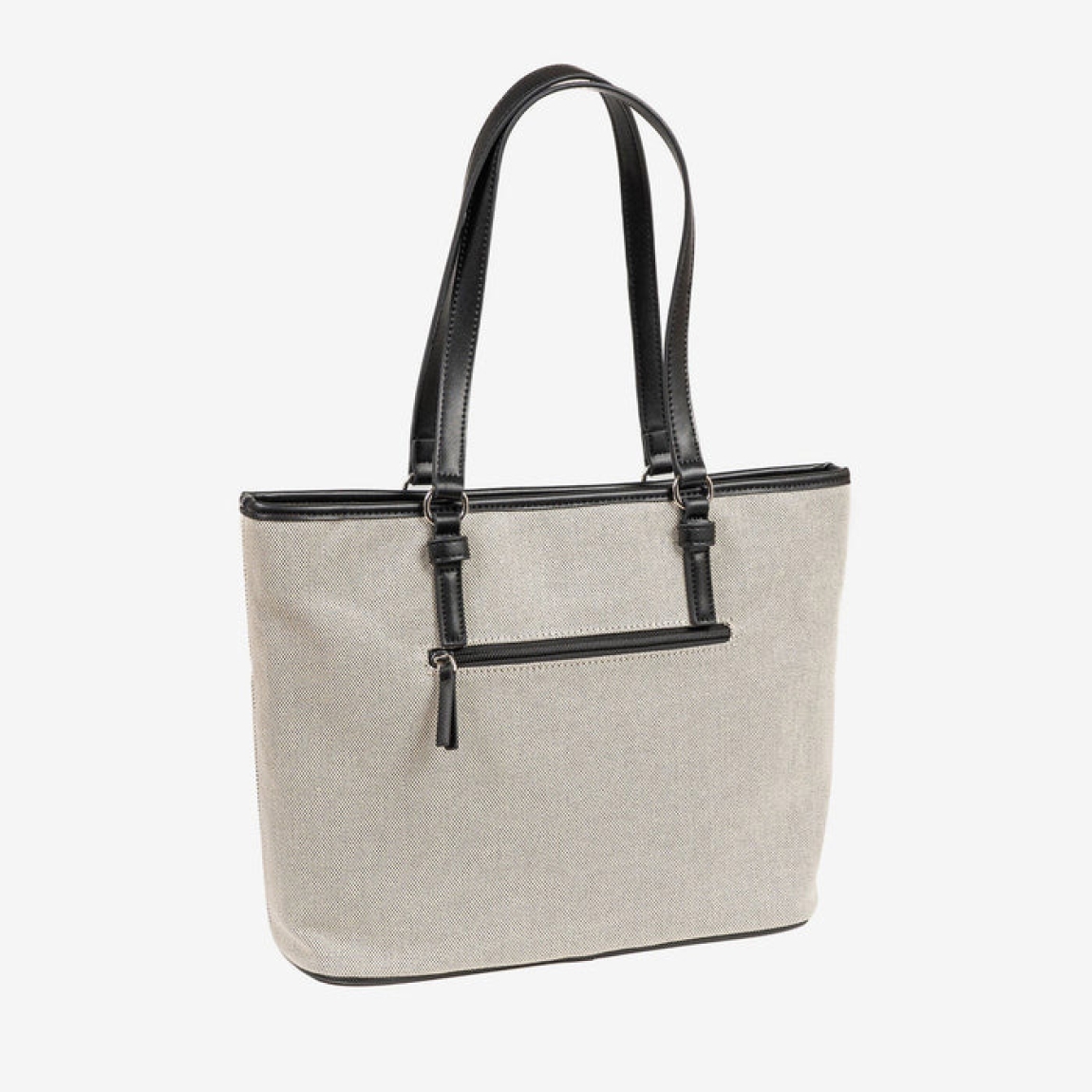 Bolso shopper de la marca Matias Salva, modelo DALIA. Bolso elaborado en textil color beig, cerrado con cremallera, color negro. Acabado en lona de alta calidad. Interior de forro textil con un bolsillo cerrado con cremallera. En la parte trasera tiene un bolsillo cerrado con cremallera. DIMENSIONES: 35x29x13 cm. Bolso Matias Salva DALIA ideal para llevar a todos lados!