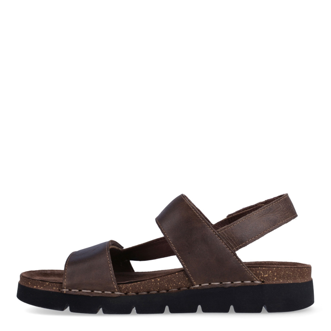 Sandalias de la marca Walk & Fly, modelo LEOR. Exterior de las sandalias en piel color marrón con tiras en pala. Interior de las sandalias en piel color marrón. Cierre de las sandalias Walk & Fly con velcro y suela de goma con 3cm de altura. Estas sandalias Walk & Fly LEOR son un complemento clásico de temporada, te darán una comodidad absoluta. No te puede faltar en el armario.