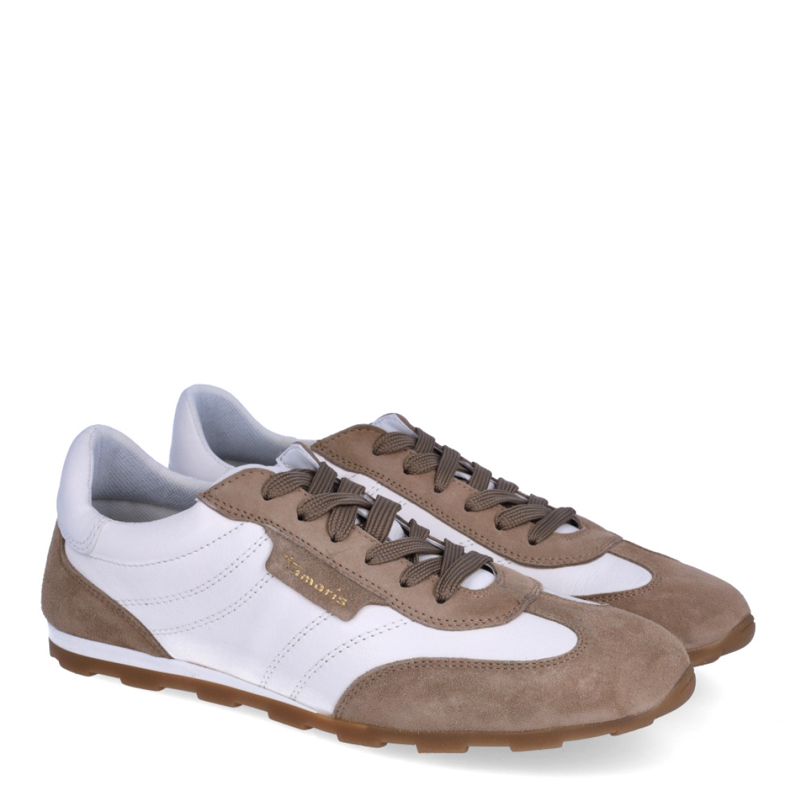 Deportivas de la marca Tamaris, modelo CANEL. Exterior en ante color marrón y blanco. Interior en piel color blanco. Cierre con cordones en color marrón. Suela de goma y plana. Estas deportivas Tamaris CANEL son unas clásicas, ideales para tu looks del día a día!
