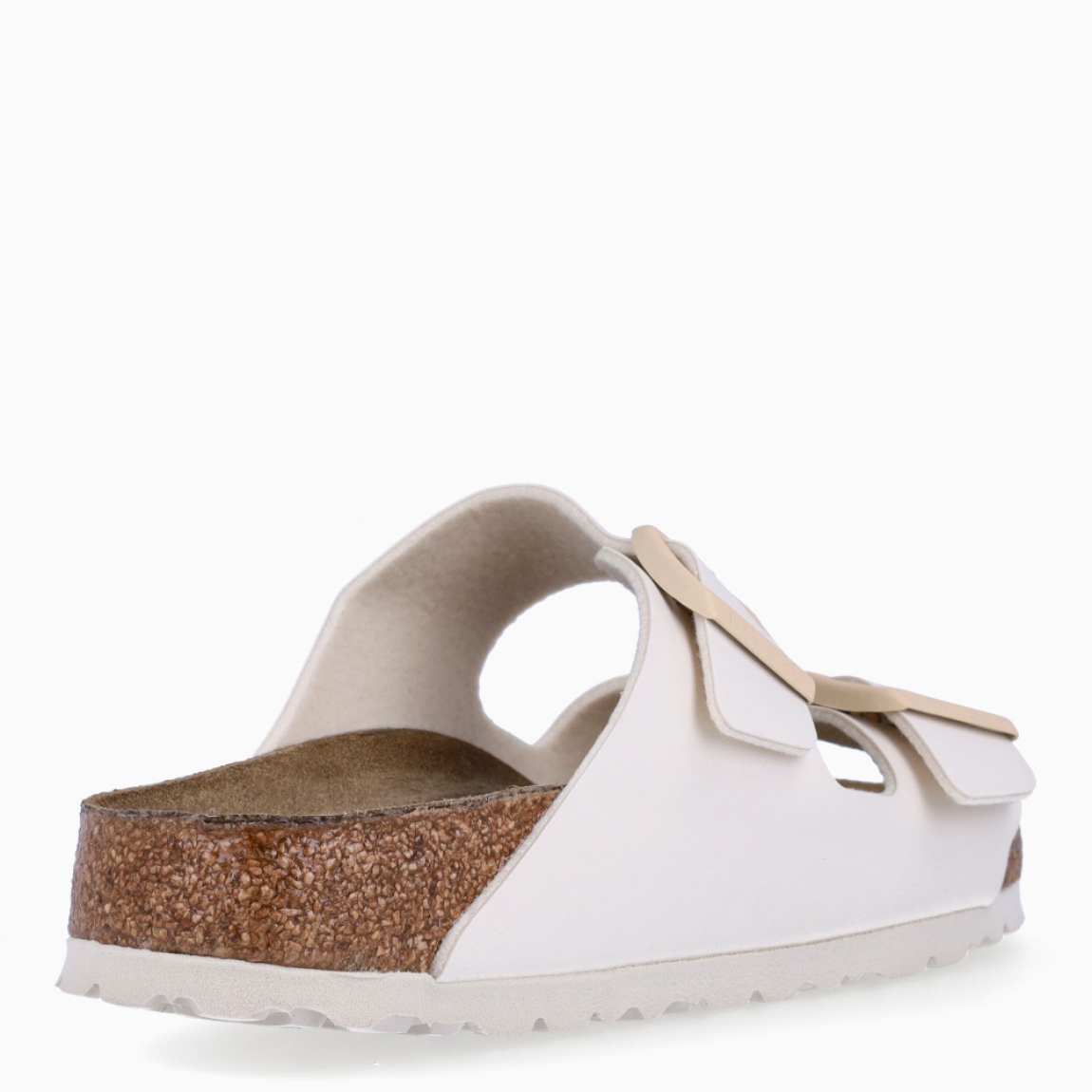 Sandalias de la marca Birkenstock, modelo ARIZONA BIRKO. Sandalias elaboradas en piel de alta calidad color blanco, con base de corcho y látex de forma anatómica. Cierre de las sandalias con doble hebilla de espiga de metal con ajuste individual, en empeine y pala. Estas sandalias Birkenstock ARIZONA BIRKO son un complemento ideal para esta temporada, su diseño simple atemporal, lo hace el accesorio clásico para tus looks!
