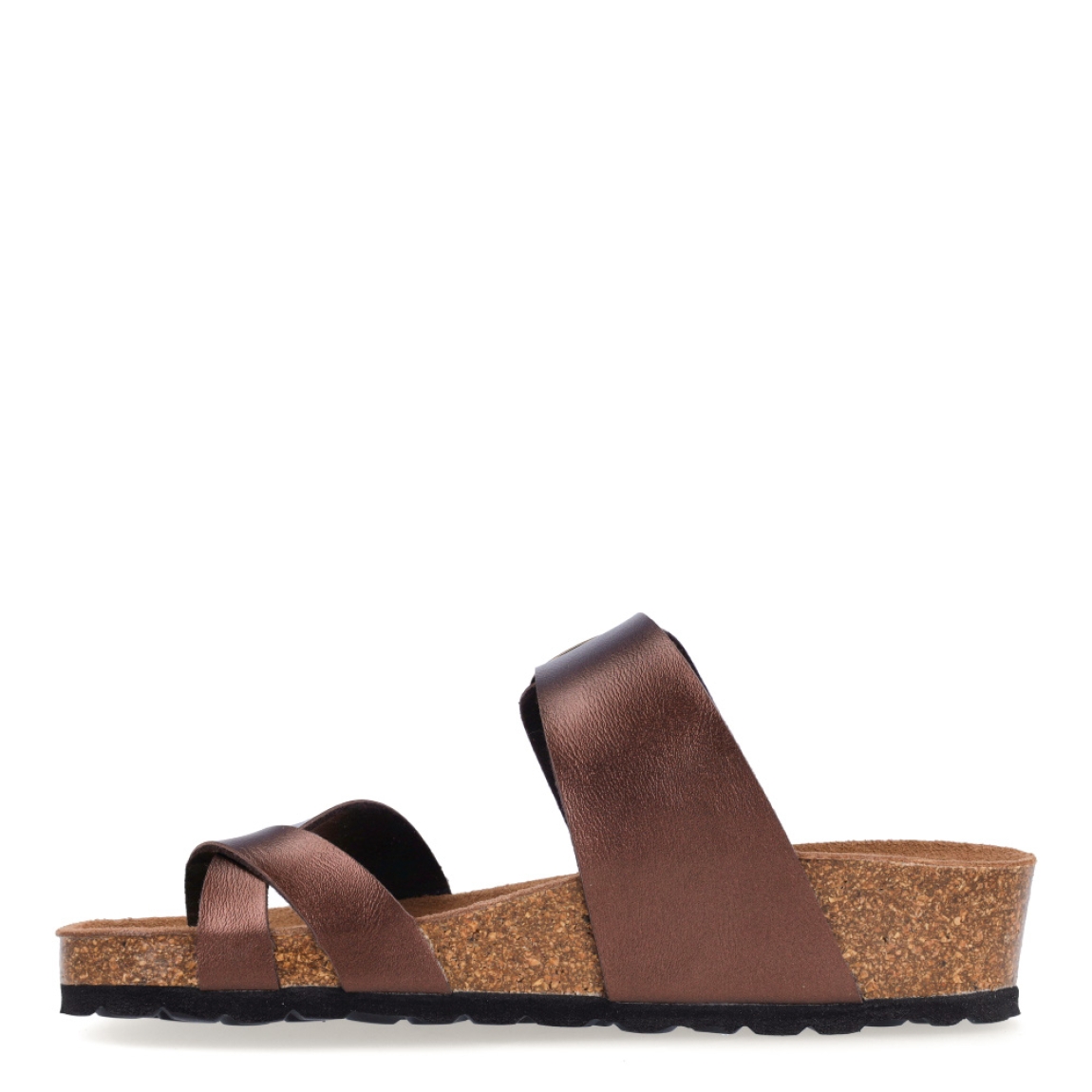 Sandalias de la marca Itse, modelo DUQUE. Exterior en piel color bronce con tiras cruzadas en pala. Interior en ante color marrón. Cierre de sandalias Itse con hebilla en empeine. Suela de 4cm de altura. Estas sandalias Itse DUQUE son ideales en comodidad, ligereza, perfectas para esta temporada!