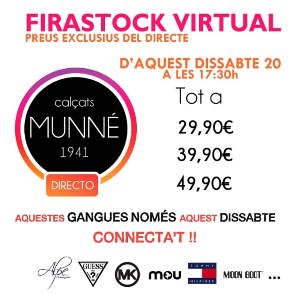 Avui és el dia!! Estarem a les 17:30 h amb ofertes que només trobaràs avui en el directe. Serà molt fàcil. Cuando surti la sabata que més t'agradi hauràs de dir pel mateix xat LA VULL i quedarà automàticament reservada per tu!!! Així de fàcil. Ens veiem en una estona.👏🤗