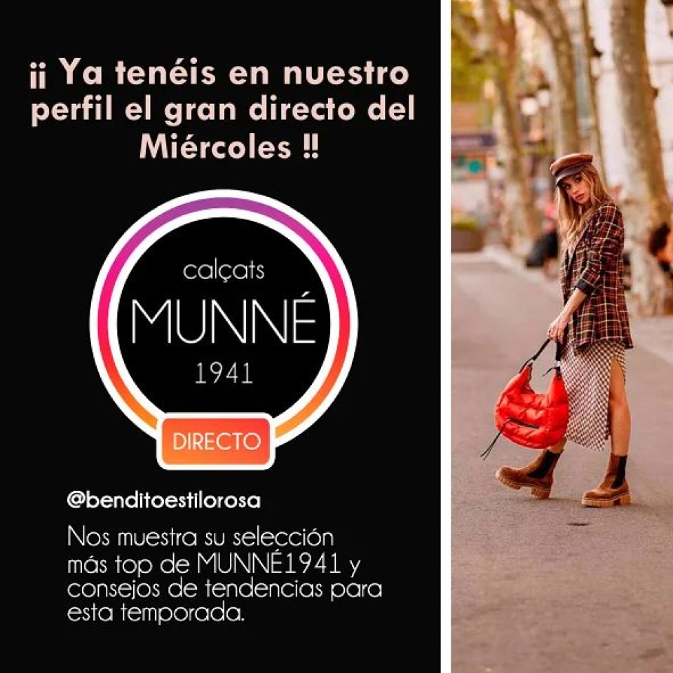 A las que no pudisteis ver el directo del Miércoles 🤩, aquí tenéis la gran tarde que nos izo pasar @benditoestilorosa con su selección de zapatos Munné1941 más TOPS y sus consejos de estilismo. Solo darle las gracias por compartir con nosotras su gran gusto y sobre todo destacar la humildad y dulzura que transmite.🌹❤ Munné1941 siempre será tu casa. . . #NuevaColeccion #AW21 #tendencia #shoes #bota #botin #botines #botintacon #plataforma #suelatrack #track #molinsderei #santfeliu #santvicenç #martorell #sabadell #barcelona #madrid #consejosmoda #influencers #influencer #escaparates #musthave #bcn #tiendas #ganasdenovedades #botinante #piel #notequedessineltuyo