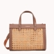 Bolso pequeño de la marca Lancaster, modelo Cannage Rotin. Elaborado principalmente con mimbre color marrón. Consta de un interior con doble cremallera y otro con cremallera. Se abre a mano, cruzado o con espada. Bolso Lancaster CABAS ideal para llevarlo esta temporada! Medidas: alto 28cm y ancho 28cm.