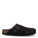 Zuecos de la marca Birkenstock modelo BOSTON. Exterior e interior elaborado en ante de color gris oscuro con puntera redonda. Zuecos Birkenstock con cierre de hebilla ajustable en la pala. Interior con pelo. Suela de corcho de 2,5 cm de plataforma. Planta ergonómica. Hechas en Alemania. Zuecos Birkenstock BOSTON son el complemento ideal de comodidad y ligereza para esta temporada!