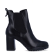 Botines chelsea de tacón de la marca Tamaris, modelo TOWER. Confeccionados en ecopiel de acabado suave en color negro, destacan por su diseño estilizado con elásticos laterales y un original tirador trasero con anilla metálica. Cuentan con plantilla interior acolchada de gran confort, un tacón bloque de 8 cm y una plataforma delantera con suela dentada que compensa la inclinación para ofrecer máxima estabilidad. Ideales para combinar con pantalones de vestir, faldas midi o tejanos anchos con blazer para estilizar la silueta en cualquier ocasión especial o de diario. ¡El botín sofisticado de tendencia que combina altura y confort absoluto!