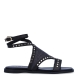 Sandalias de la marca Alpe, modelo XIME. Exterior en piel color negro con detalle de tachuelas doradas en pala. Interior en piel color negro. Cierre con hebilla. Sandalias Alpe con suela antideslizante y puntera cuadrada. Modelo XIME ideal para esta temporada!