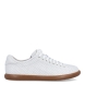 Deportivas de la marca Camper, modelo K201. Exterior en piel troquelada color blanco. Cierre con cordones. Suela de goma plana color camel. Estas deportivas Camper K201 son un complemento ideal para disfrutar de la comodidad al caminar.