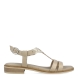 Sandalias de la marca Nerogiardini, modelo E39. Exterior de las sandalias en piel color beig con detalle de estampado de la marca y tiras en la pala. Interior de las sandalias en piel color beig. Cierre de las sandalias Nerogiardini con hebilla en el tobillo y un tacón de 2cm de altura. Estas sandalias Nerogiardini E39 son un complemento clásico para el día a día de esta temporada.