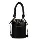 Bolso de la marca Lola Casademunt, modelo BOMB. Exterior en piel color negro con asa corta trenzada. Incluye saco interior con estampado cebra, asa larga y cierre ajustable con cordón. Medidas alto 18cm y ancho 18cm. Este bolso Lola Casademunt BOMB es ideal para llevarlo a todos lados!