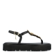 Esclavas de la marca Caryatis, modelo LAREA. Exterior de las sandalias en piel color negro con detalles en metálico dorado en forma de hojas en la pala. Cierre de las sandalias con hebilla y plataforma de 2cm de altura. Estas sandalias Caryatis LAREA son un complemento ideal para esta temporada. Podrás crear diferentes looks con la máxima comodidad posible.