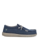 Náuticos de la marca Hey Dude, modelo WALLY BRAIDED. Exterior de los náuticos en tela color azul. Interior de los náuticos en tela con estampado gris y plantilla acolchada y extraíble. Cierre de los náuticos Hey Dude con cordones elásticos y suela plana de goma. Estos náuticos Hey Dude WALLY BRAIDED, son el complemento perfecto para esta temporada, los podrás lucir con la máxima comodidad posible.