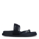 Esclava de la marca Lola Casademunt, modelo MIKO. Exterior en piel color negro con detalle de cuerdas en pala con aplicaciones en dorado. Interior en piel negro. Esclavas con plataforma de goma plano. Estas esclavas Lola Casademunt MIKO son un complemento ideal para tu día a día.
