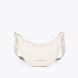 Bolso bandolera mini hobo de la marca Lola Casademunt, modelo ANAHI. Exterior en efecto piel color blanco y detalles de tachuelas planas. Contiene compartimento interior y asa bandolera troquelada. Cierre con cremallera.ALTO: 21 cm - LARGO: 38 cm - ANCHO: 10 cm / BANDOLERA: 87 cm