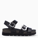 Sandalias de la marca CALBA, modelo LEONORE. Exterior de las sandalias en piel color negro con tiras en pala. Interior de las sandalias en piel color negro. Cierre de las sandalias CALBA con doble hebilla, en pala y tobillo. Sandalias CALBA con suela de goma. Estas sandalias CALBA LEONORE son un complemento clásico de temporada, te darán una comodidad absoluta. No te puede faltar en el armario.