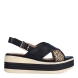 Sandalias de la marca Regarde Le Ciel, modelo SHEYLA. Exterior en piel color negro, con pala cruzada y estampado. Interior en piel color nude. Cierre de sandalias Regarde Le Ciel con hebilla en tobillo y cuña de 6cm de altura. Estas sandalias Regarde Le Ciel SHEYLA es un complemento clásico de temporada, ideal para tu día a día!