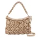 Bolso de la marca Simosastre, modelo ANETTE. Bolso fabricado en tejido de tela con forma de cuerdas color camel, con cierre cremallera y bolsillos interiores, asa estilo hobo en poli piel al tono con mosquetones y bandolera regulable de naylon al tono con mosquetones, logo metalizado. Medidas: alto 20cm y ancho 25cm. Este bolso Simosastre ANETTE es ideal para lucirlo esta temporada!