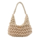 Bolso hobo de la marca Simosastre, modelo CECILE. Bolso fabricado en tejido de tela con forma de cuerdas color beig, con cierre cremallera y bolsillos interiores, asa estilo hobo en poli piel al tono con mosquetones y bandolera regulable de naylon al tono con mosquetones, logo metalizado. Medidas: alto 17cm y ancho 32cm. Este bolso Simosastre CECILE es ideal para lucirlo esta temporada!