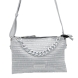 Bolso de la marca Carabo, modelo BUBO6. Bolso elaborado en polipiel color plata con cadena de resina eco. Bolso con asa bandolera regulable para máxima comodidad. Medidas del bolso: alto 18cm y ancho 26cm. Este bolos Carabo BUBO6 es un esencial para combinarlo con tus looks de temporada.